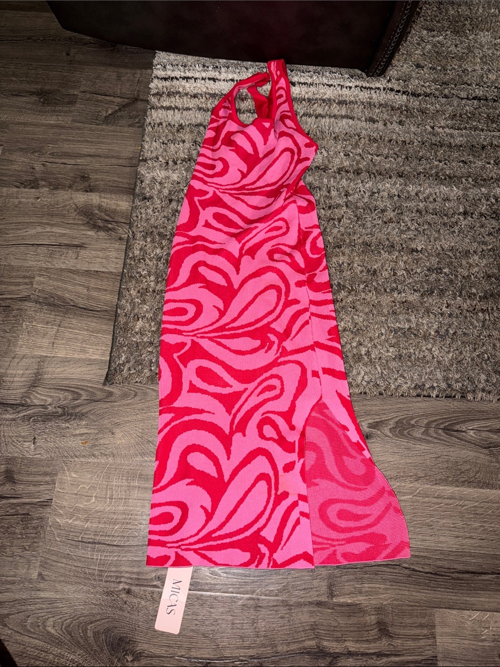One-Shoulder Pink & Fuchsia Swirl Maxi Dress